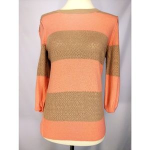 Anthropologie pink and brown sweater